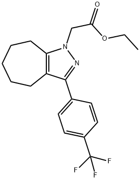 1(4H)-Cycloheptapyrazoleacetic acid, 5,6,7,8-tetrahydro-3-[4-(trifluoromethyl)phenyl]-, ethyl ester Struktur