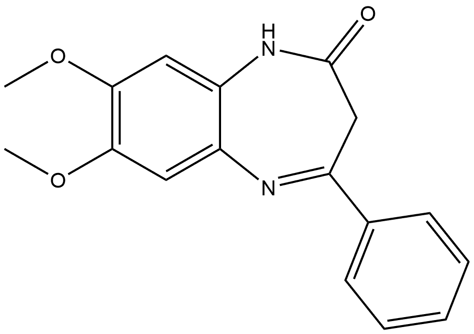 1,3-Dihydro-7,8-dimethoxy-4-phenyl-2H-1,5-benzodiazepin-2-one Struktur