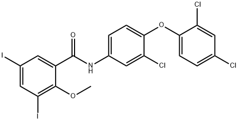 Benzamide, N-[3-chloro-4-(2,4-dichlorophenoxy)phenyl]-3,5-diiodo-2-methoxy- Struktur