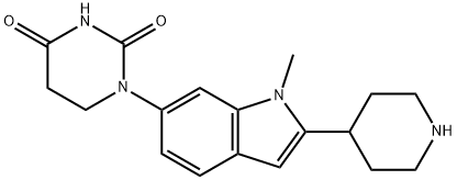 2,4(1H,3H)-Pyrimidinedione, dihydro-1-[1-methyl-2-(4-piperidinyl)-1H-indol-6-yl]- Struktur