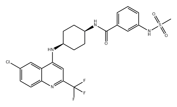 Benzamide, N-[cis-4-[[6-chloro-2-(trifluoromethyl)-4-quinolinyl]amino]cyclohexyl]-3-[(methylsulfonyl)amino]- Struktur