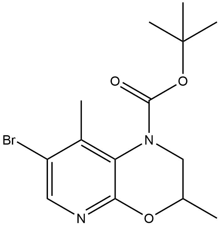 tert-butyl 7-bromo-3,8-dimethyl-2,3-dihydro-1H-pyrido[2,3-b][1,4]oxazine-1-carboxylate Struktur