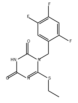 1,3,5-Triazine-2,4(1H,3H)-dione, 6-(ethylthio)-1-[(2,4,5-trifluorophenyl)methyl]- Struktur