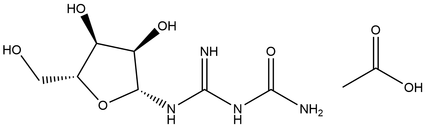 Urea, N-[imino(β-D-ribofuranosylamino)methyl]-, acetate (1:1) Struktur