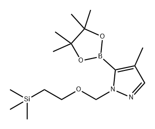 1H-Pyrazole, 4-methyl-5-(4,4,5,5-tetramethyl-1,3,2-dioxaborolan-2-yl)-1-[[2-(trimethylsilyl)ethoxy]methyl]- Struktur