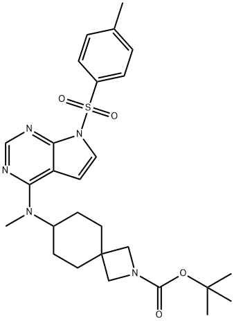 1,1-Dimethylethyl 7-[methyl[7-[(4-methylphenyl)sulfonyl]-7H-pyrrolo[2,3-d]pyrimidin-4-yl]amino]-2-azaspiro[3.5]nonane-2-carboxylate Struktur