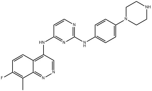 2,4-Pyrimidinediamine, N4-(7-fluoro-8-methyl-4-cinnolinyl)-N2-[4-(1-piperazinyl)phenyl]- Struktur