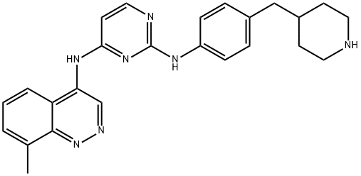 2,4-Pyrimidinediamine, N4-(8-methyl-4-cinnolinyl)-N2-[4-(4-piperidinylmethyl)phenyl]- Struktur