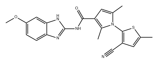 1H-Pyrrole-3-carboxamide, 1-(3-cyano-5-methyl-2-thienyl)-N-(6-methoxy-1H-benzimidazol-2-yl)-2,5-dimethyl- Struktur