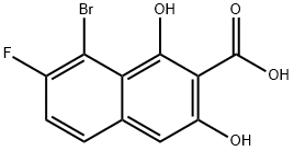 2-Naphthalenecarboxylic acid, 8-bromo-7-fluoro-1,3-dihydroxy- Struktur