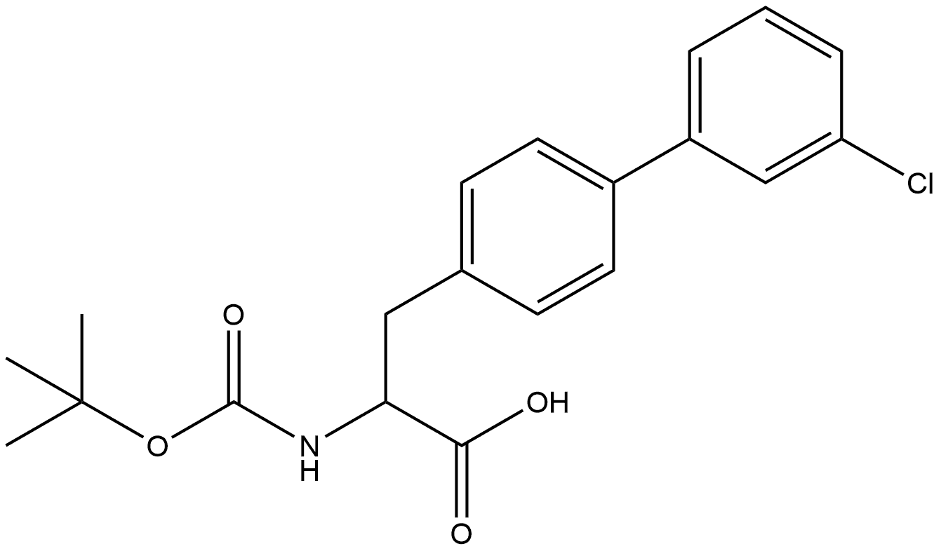 2-((tert-butoxycarbonyl)amino)-3-(3'-chloro-[1,1'-biphenyl]-4-yl)propanoic acid Struktur