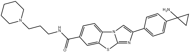 Imidazo[2,1-b]benzothiazole-7-carboxamide, 2-[4-(1-aminocyclopropyl)phenyl]-N-[3-(1-piperidinyl)propyl]- Struktur