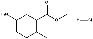 Cyclohexanecarboxylic acid, 5-amino-2-methyl-, methyl ester, hydrochloride (1:1) Struktur