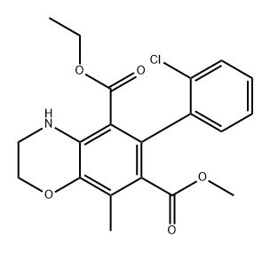 2H-1,4-Benzoxazine-5,7-dicarboxylic acid, 6-(2-chlorophenyl)-3,4-dihydro-8-methyl-, 5-ethyl 7-methyl ester Struktur