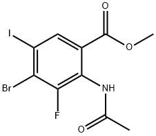 Benzoic acid, 2-(acetylamino)-4-bromo-3-fluoro-5-iodo-, methyl ester Struktur