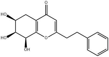 4H-1-Benzopyran-4-one, 5,6,7,8-tetrahydro-6,7,8-trihydroxy-2-(2-phenylethyl)-, (6S,7S,8S)- Struktur