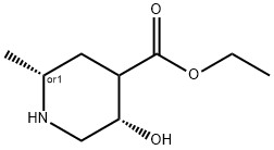 rel-Ethyl (2R,5S)-5-hydroxy-2-methyl-4-piperidinecarboxylate Struktur