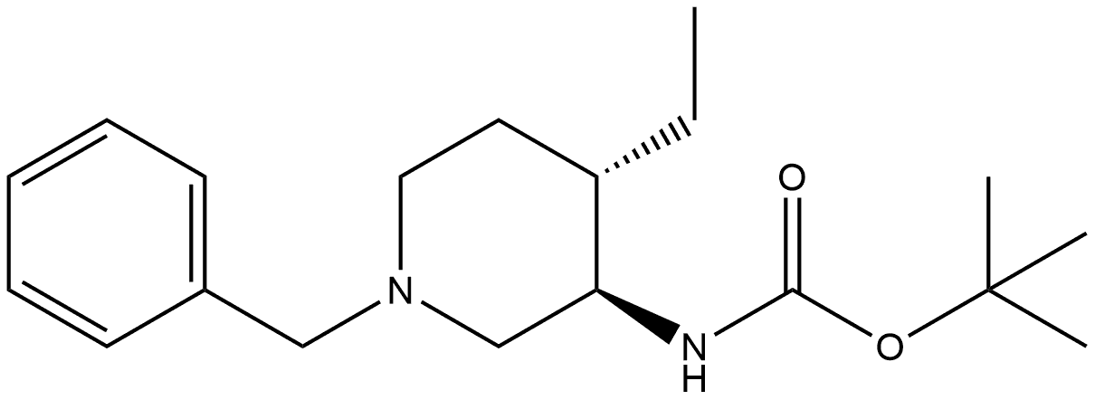 rel-1,1-Dimethylethyl N-[(3R,4S)-4-ethyl-1-(phenylmethyl)-3-piperidinyl]carbamate Struktur