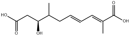 2,4-Decadienedioic acid, 8-hydroxy-2,7-dimethyl-, (2E,4E,8S)- Struktur