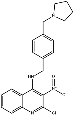 2-Chloro-3-nitro-N-[[4-(1-pyrrolidinylmethyl)phenyl]methyl]-4-quinolinamine Struktur