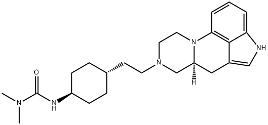 Urea, N'-[trans-4-[2-[(6aS)-4,6,6a,7,9,10-hexahydro-8H-pyrazino[1,2-a]pyrrolo[4,3,2-de]quinolin-8-yl]ethyl]cyclohexyl]-N,N-dimethyl- Struktur