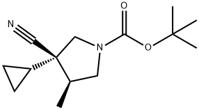 1,1-Dimethylethyl (3R,4S)-3-cyano-3-cyclopropyl-4-methyl-1-pyrrolidinecarboxylate Struktur