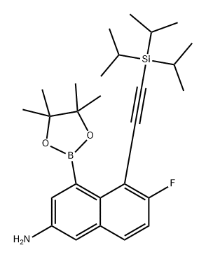 2-Naphthalenamine, 6-fluoro-4-(4,4,5,5-tetramethyl-1,3,2-dioxaborolan-2-yl)-5-[2-[tris(1-methylethyl)silyl]ethynyl]- Struktur