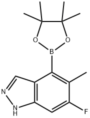 1H-Indazole, 6-fluoro-5-methyl-4-(4,4,5,5-tetramethyl-1,3,2-dioxaborolan-2-yl)- Struktur