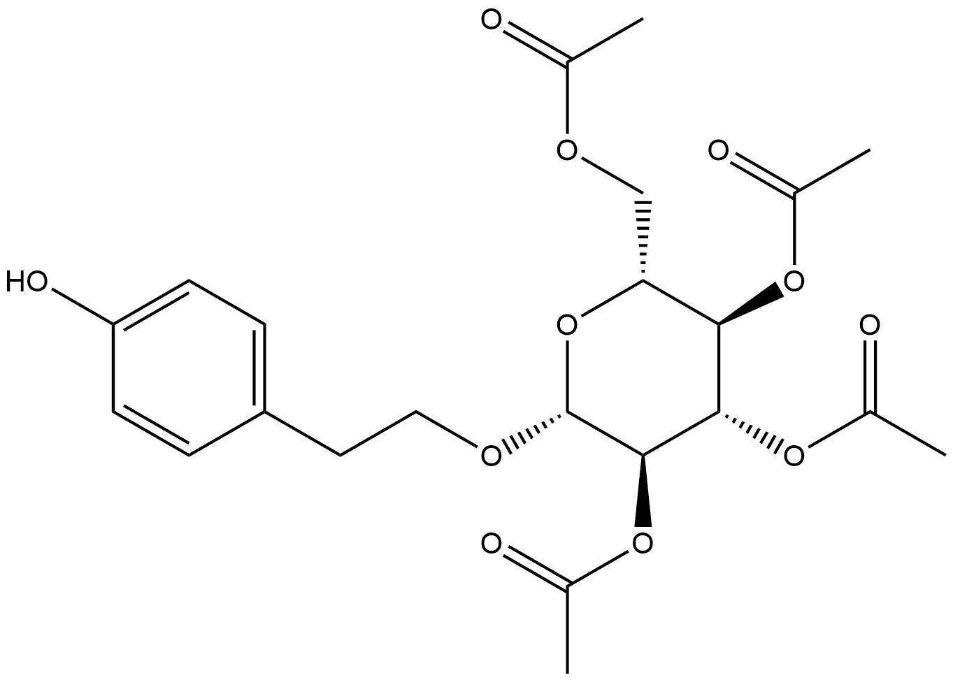 β-D-Glucopyranoside, 2-(4-hydroxyphenyl)ethyl, 2,3,4,6-tetraacetate Struktur