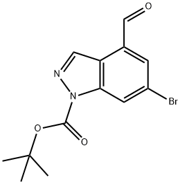 1H-Indazole-1-carboxylic acid, 6-bromo-4-formyl-, 1,1-dimethylethyl ester Struktur