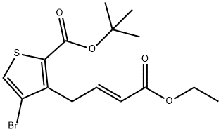 2-Thiophenecarboxylic acid, 4-bromo-3-[(2E)-4-ethoxy-4-oxo-2-buten-1-yl]-, 1,1-dimethylethyl ester Struktur