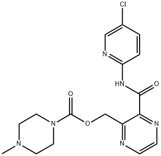 1-Piperazinecarboxylic acid, 4-methyl-, [3-[[(5-chloro-2-pyridinyl)amino]carbonyl]-2-pyrazinyl]methyl ester Struktur