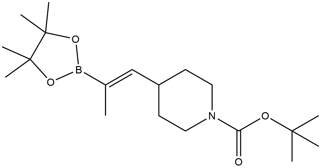 tert-butyl (Z)-4-(2-(4,4,5,5-tetramethyl-1,3,2-dioxaborolan-2-yl)prop-1-en-1-yl)piperidine-1-carboxylate Struktur