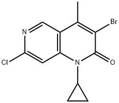 3-Bromo-7-chloro-1-cyclopropyl-4-methyl-1,6-naphthyridin-2(1H)-one Struktur