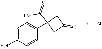 Cyclobutanecarboxylic acid, 1-(4-aminophenyl)-3-oxo-, hydrochloride (1:1) Struktur