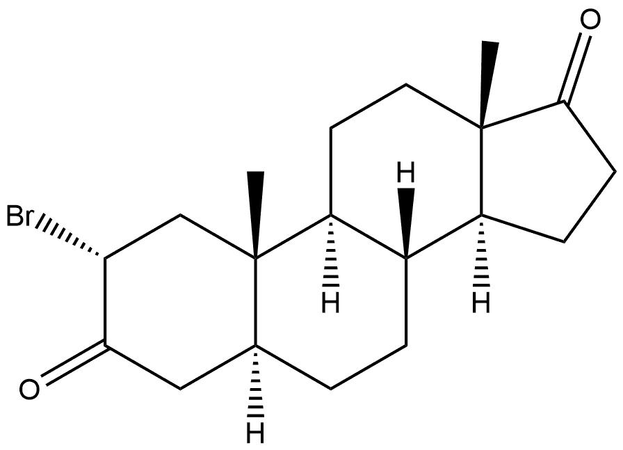 Androstane-3,17-dione, 2-bromo-, (2α,5α)- Struktur