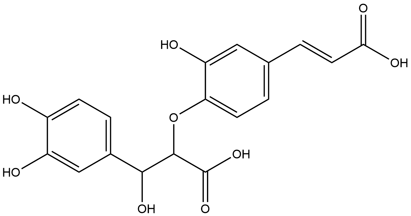 Benzenepropanoic acid, α-[4-[(1E)-2-carboxyethenyl]-2-hydroxyphenoxy]-β,3,4-trihydroxy- Struktur