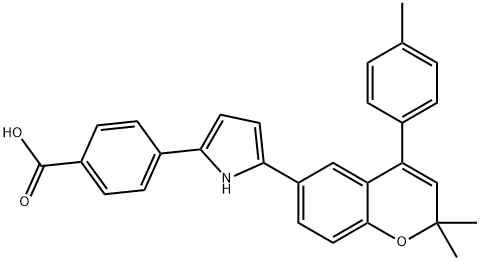 Benzoic acid, 4-[5-[2,2-dimethyl-4-(4-methylphenyl)-2H-1-benzopyran-6-yl]-1H-pyrrol-2-yl]- Struktur