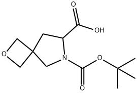 2-Oxa-6-azaspiro[3.4]octane-6,7-dicarboxylic acid, 6-(1,1-dimethylethyl) ester Struktur