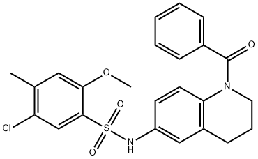 Benzenesulfonamide, N-(1-benzoyl-1,2,3,4-tetrahydro-6-quinolinyl)-5-chloro-2-methoxy-4-methyl- Struktur