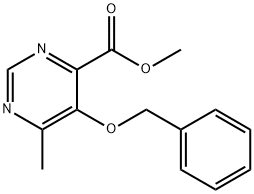 4-Pyrimidinecarboxylic acid, 6-methyl-5-(phenylmethoxy)-, methyl ester Struktur