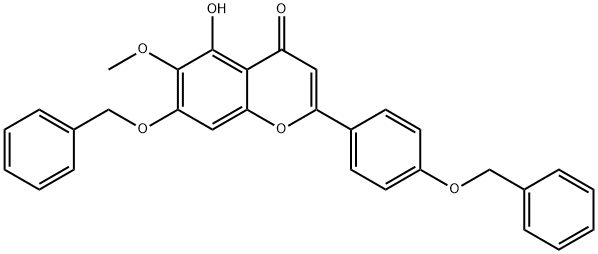 4H-1-Benzopyran-4-one, 5-hydroxy-6-methoxy-7-(phenylmethoxy)-2-[4-(phenylmethoxy)phenyl]- Struktur