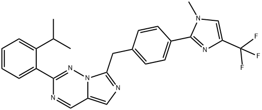 2-[2-(1-Methylethyl)phenyl]-7-[[4-[1-methyl-4-(trifluoromethyl)-1H-imidazol-2-yl]phenyl]methyl]imidazo[5,1-f][1,2,4]triazine Struktur