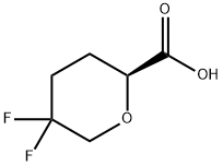 (2S)-5,5-Difluorotetrahydro-2H-pyran-2-carboxylic acid Struktur