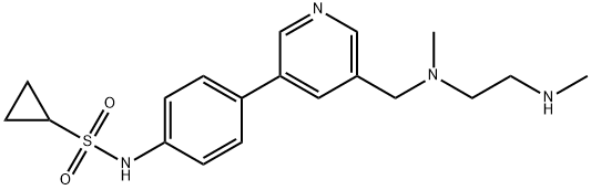 Cyclopropanesulfonamide, N-[4-[5-[[methyl[2-(methylamino)ethyl]amino]methyl]-3-pyridinyl]phenyl]- Struktur