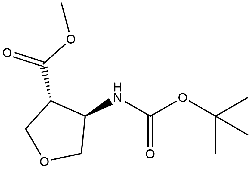 (3R,4R)-trans-4-tert-Butoxycarbonylamino-tetrahydro-furan-3-carboxylic acid methyl ester Struktur