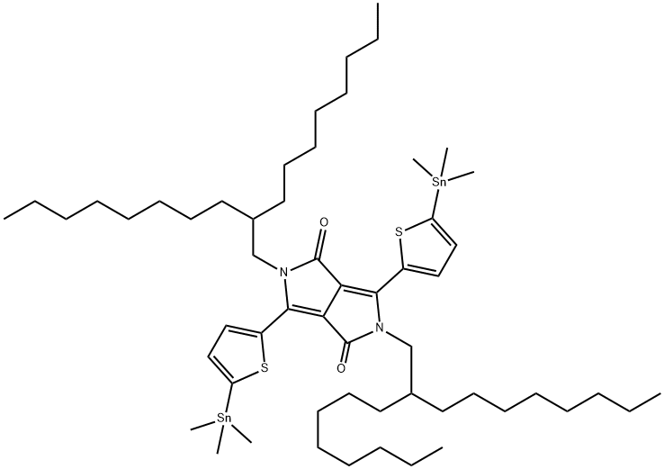 2,5-Dihydro-2,5-bis(2-octyldecyl)-3,6-bis[5-(trimethylstannyl)-2-thienyl]pyrrolo[3,4-c]pyrrole-1,4-dione Struktur