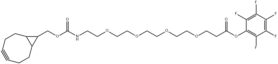 5,8,11,14-Tetraoxa-2-azaheptadecanedioic acid, 1-(bicyclo[6.1.0]non-4-yn-9-ylmethyl) 17-(2,3,4,5,6-pentafluorophenyl) ester Struktur