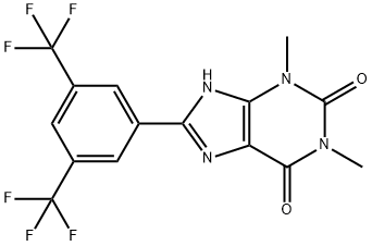 1H-Purine-2,6-dione, 8-[3,5-bis(trifluoromethyl)phenyl]-3,9-dihydro-1,3-dimethyl- Struktur