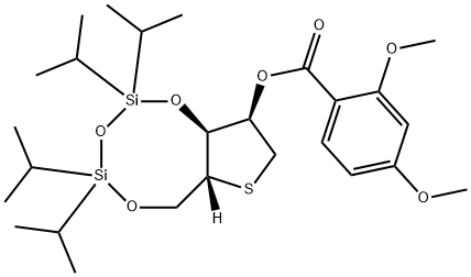 4-Anhydro-2-O-(2,4-dimethoxy benzoyl)-3,5-O-(1,1,3,3-tetraisopropyldisiloxane-1,3-diyl)-4-thio-D-ribitol Struktur